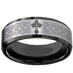 (Wholesale)Tungsten Carbide Cross Celtic Ring - TG2745