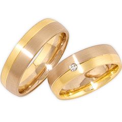 (Wholesale)Tungsten Carbide Gold Rose Offset Groove Ring - TG275