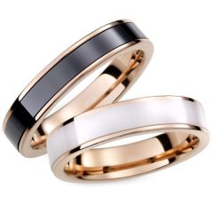 (Wholesale)Tungsten Carbide Ring With Black/White Ceramic-2812A