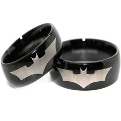 (Wholesale)Black Tungsten Carbide BatMan Ring - TG2819