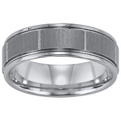 (Wholesale)Tungsten Carbide Horizontal Groove Ring - TG2837