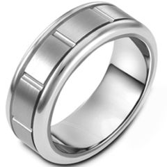(Wholesale)Tungsten Carbide Horizontal & Vertical Groove Ring-2841
