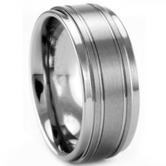 (Wholesale)Tungsten Carbide Double Groove Step Edges Ring - TG2844
