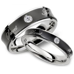 (Wholesale)Tungsten Carbide Concave Ring With Cubic Zirconia-289