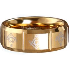 (Wholesale)Tungsten Carbide Vertical Groove Masonic Ring-289