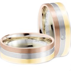 (Wholesale)Tungsten Carbide Rose Gold Silver Ring - TG2908