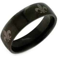 (Wholesale)Black Tungsten Carbide Fleur De Lis Ring - TG2918