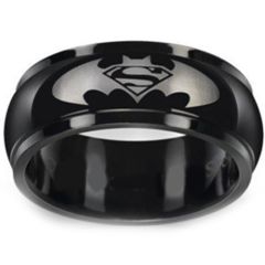 (Wholesale)Black Tungsten Carbide Batman & SuperMan Ring-TG2919