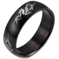 (Wholesale)Black Tungsten Carbide Dragon Ring - TG2932