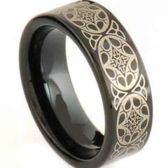 (Wholesale)Black Tungsten Carbide Pipe Cut Ring - TG2938