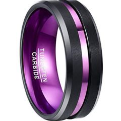 (Wholesale)Tungsten Carbide Aluminum Black Purple Ring-2950