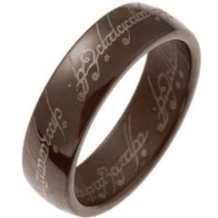 (Wholesale)Tungsten Carbide Espresso Dome Lord The Rings Ring Power-2968