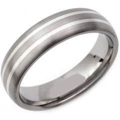 (Wholesale)Tungsten Carbide Dome Double Line Ring - TG2973