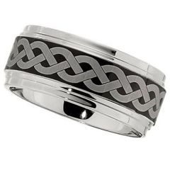 (Wholesale)Tungsten Carbide Celtic Step Edges Ring - TG3000