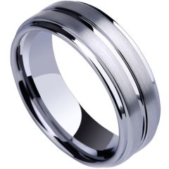 (Wholesale)Tungsten Carbide Center Groove Ring - TG3044A
