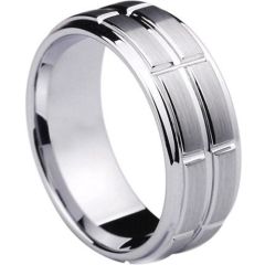(Wholesale)Tungsten Carbide Horizontal & Vertical Groove Ring-3045