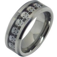 (Wholesale)Tungsten Carbide Skull Inlays Ring - TG3088A