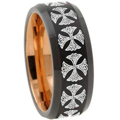 (Wholesale)Tungsten Carbide Black Rose Cross Ring - TG3147