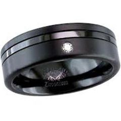 (Wholesale)Black Tungsten Carbide Ring With CZ-3158