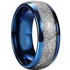 (Wholesale)Blue Tungsten Carbide Imitate Meteorite Ring - TG3207