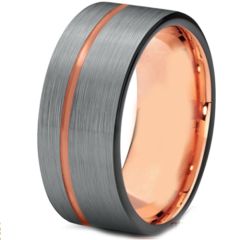 (Wholesale)Tungsten Carbide Black Rose Offset Groove Ring-3289AA