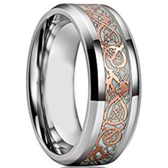 (Wholesale)Tungsten Carbide Beveled Edges Dragon Ring - TG3306AA