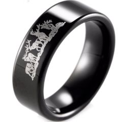 (Wholesale)Black Tungsten Carbide Outdoor Hunting Ring - TG3312