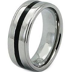 (Wholesale)Tungsten Carbide Center Line Step Edges Ring - TG3329