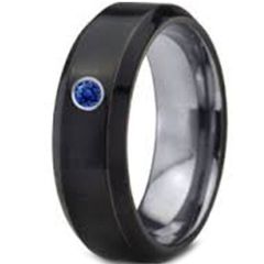 (Wholesale)Tungsten Carbide Ring With Created Sapphire-3377