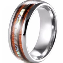 (Wholesale)Tungsten Carbide Wood & Shell Ring - TG3416