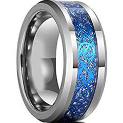 (Wholesale)Tungsten Carbide Beveled Edges Dragon Ring - TG3468A