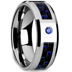 (Wholesale)Tungsten Carbide Carbon Fiber & CZ Ring - TG3487