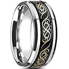 (Wholesale)Tungsten Carbide Celtic Beveled Edges Ring - TG3492