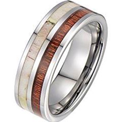 (Wholesale)Tungsten Carbide Deer Antler Wood Ring-3533