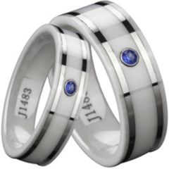(Wholesale)Tungsten Carbide Ring With White Ceramic - TG353A