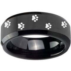 (Wholesale)Black Tungsten Carbide Paws Ring - TG3550