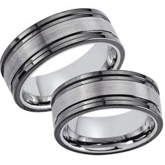 (Wholesale)Tungsten Carbide Double Groove Ring - TG3553