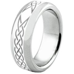 (Wholesale)Tungsten Carbide Ring With White Ceramic - TG3609