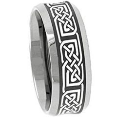 (Wholesale)Tungsten Carbide Celtic Beveled Edges  Ring - 3647