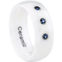 (Wholesale)White Ceramic Three-stone Ring - TG3668