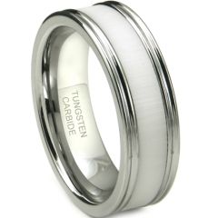 (Wholesale)Tungsten Carbide Ring With White Ceramic - TG3675