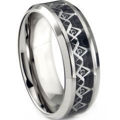 (Wholesale)Tungsten Carbide Masonic Inlays Ring - TG3676