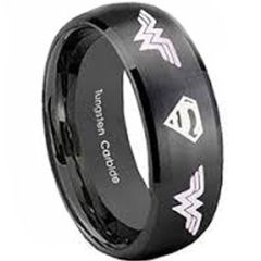 (Wholesale)Tungsten Carbide SuperMan & Wonder Woman Ring-3682