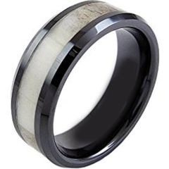 (Wholesale)Black Tungsten Carbide Deer Antler Ring - TG3712