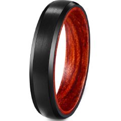 (Wholesale)Black Tungsten Carbide Wood Ring - TG3717