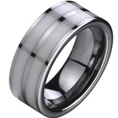 (Wholesale)Tungsten Carbide Ring with White Ceramic - TG3737