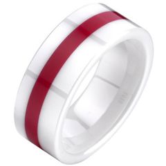 (Wholesale)White Red Ceramic Ring - TG3738