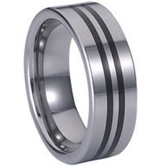 (Wholesale)Tungsten Carbide Double Line Ring - TG3749