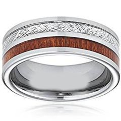 (Wholesale)Tungsten Carbide Imitate Meteorite Wood Ring-3780AA