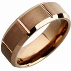 (Wholesale)Tungsten Carbide Espresso Vertical Groove Ring - TG38